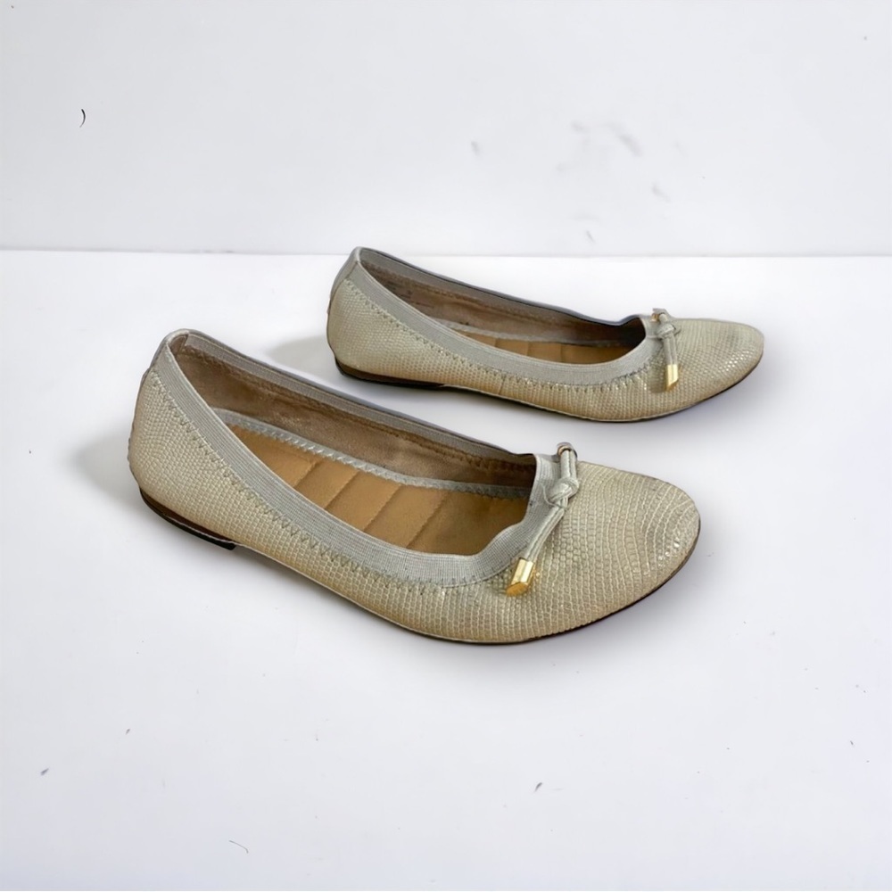Kelly + Katie Kayla Taupe Metallic Leather Slip On Comfort Ballet Flats Size 7